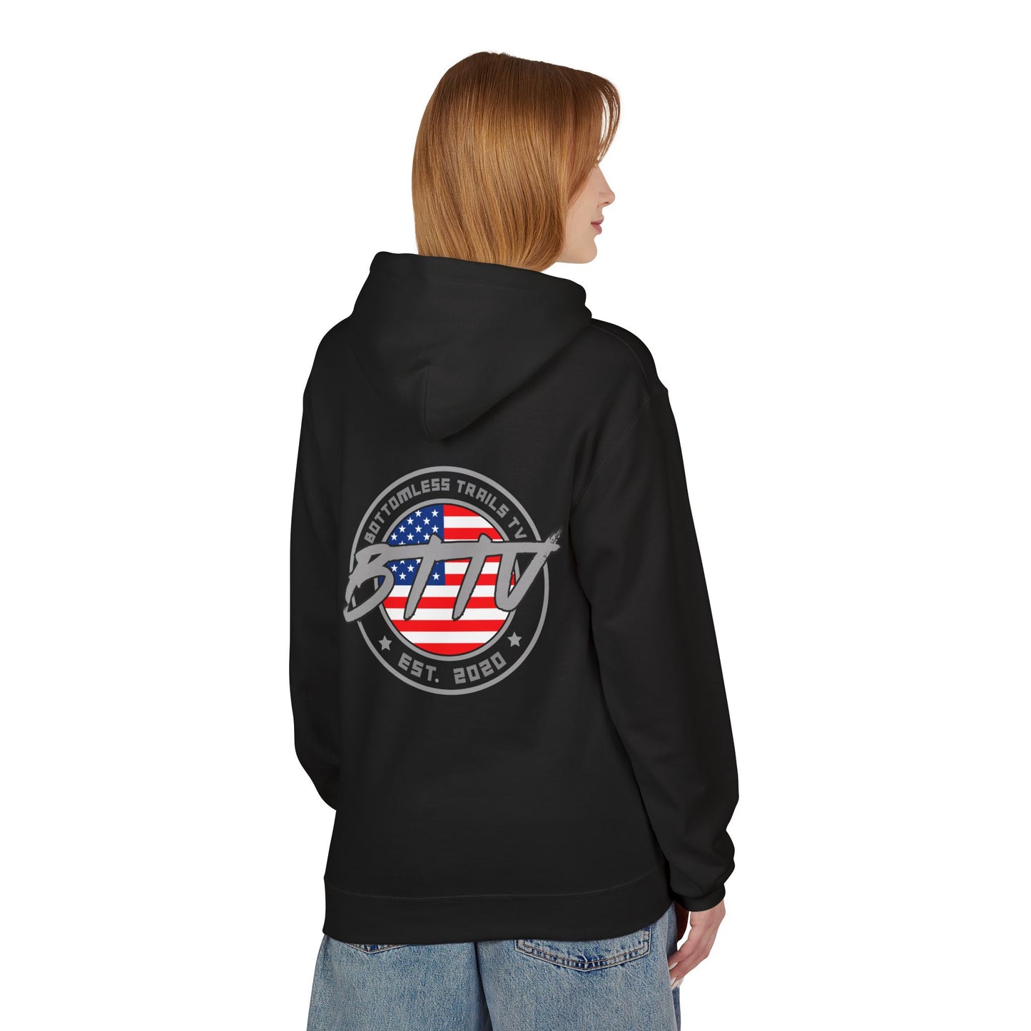 Patriotic Fleece Hoodie with Bold Design