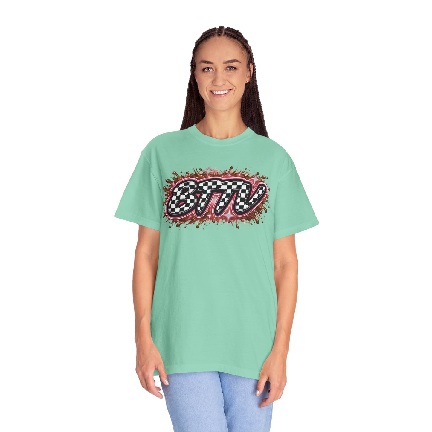BTTV Checkerboard Logo T-Shirt — Retro Skate/Streetwear Graphic Tee
