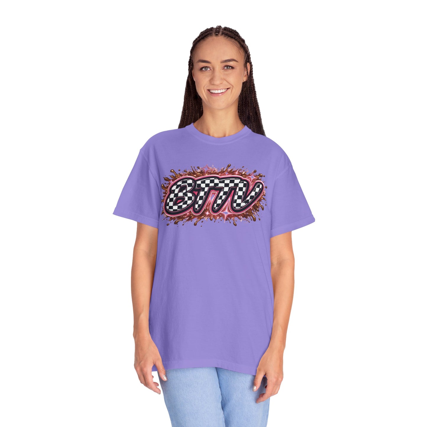 BTTV Checkerboard Logo T-Shirt — Retro Skate/Streetwear Graphic Tee