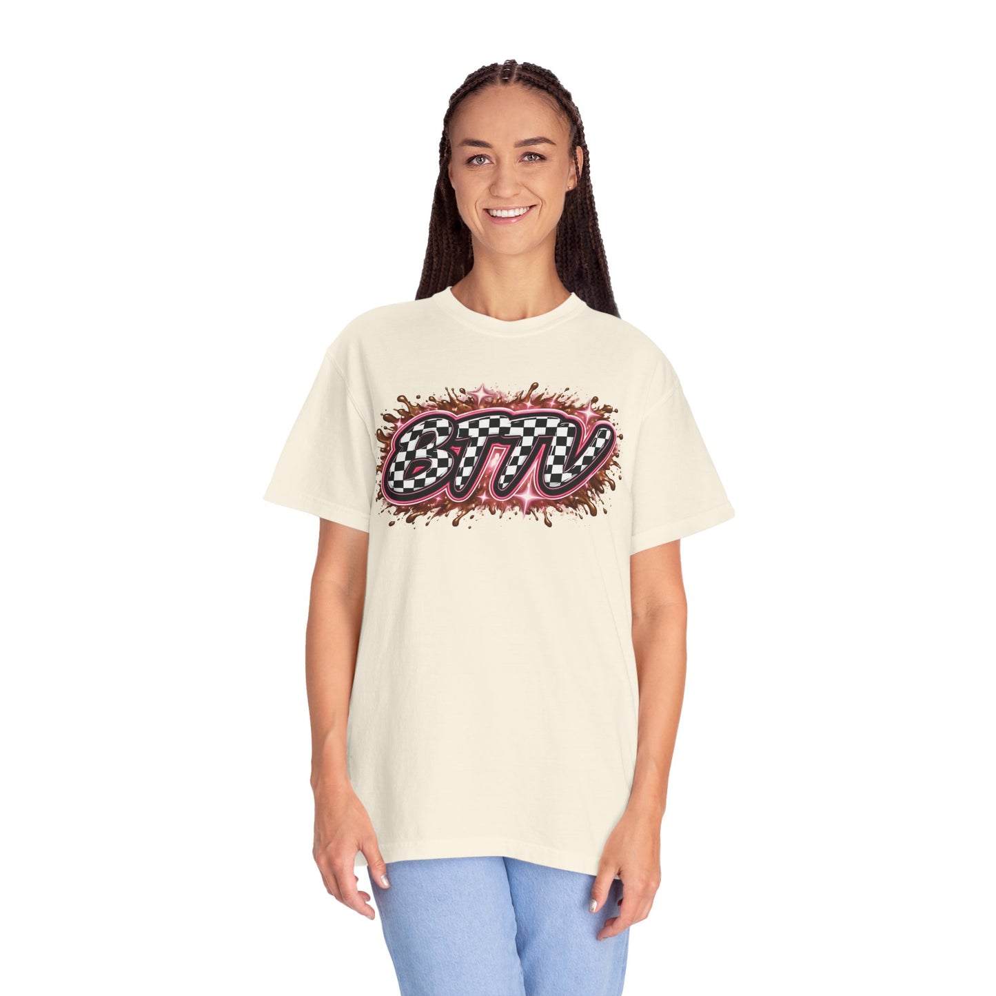 BTTV Checkerboard Logo T-Shirt — Retro Skate/Streetwear Graphic Tee