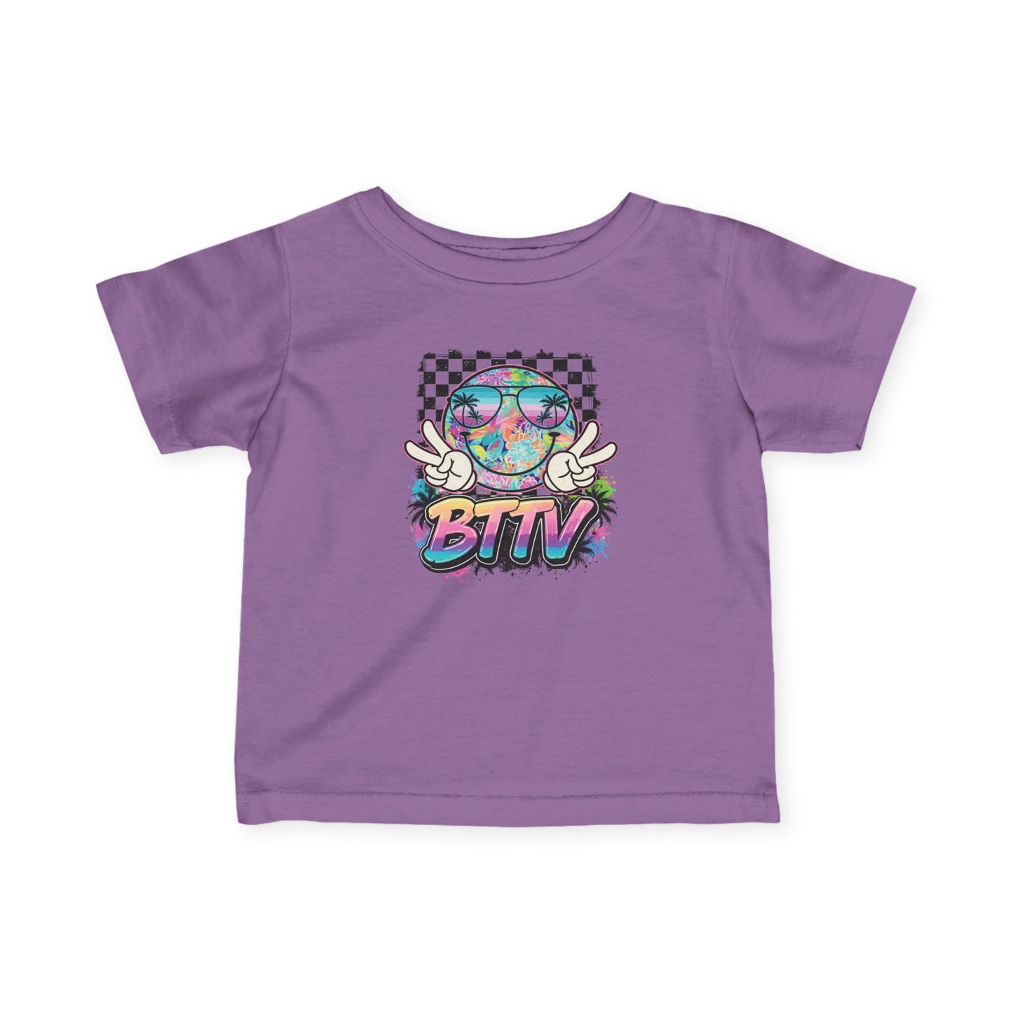 Infant Tee — Retro Rainbow Smiley 'BTTV' Graphic Baby Shirt
