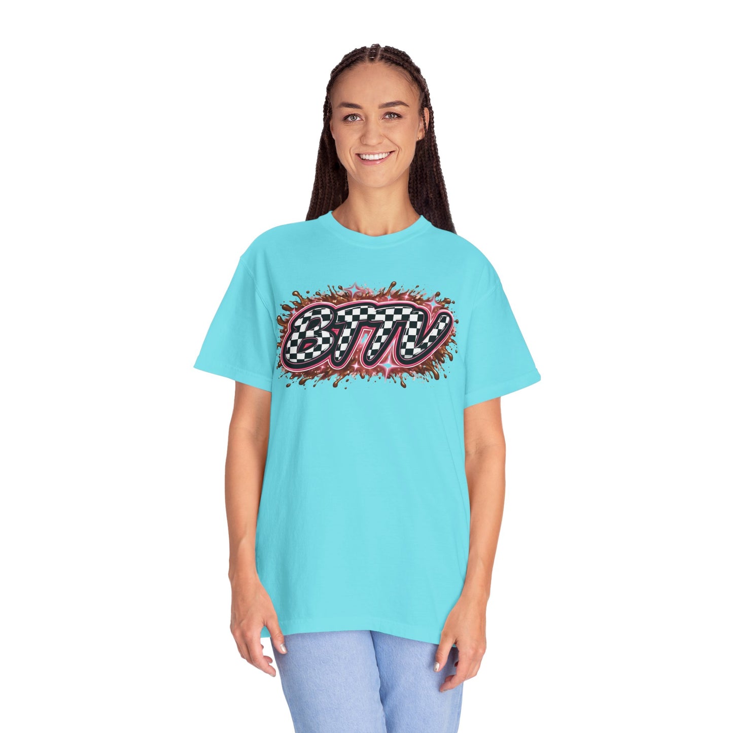 BTTV Checkerboard Logo T-Shirt — Retro Skate/Streetwear Graphic Tee