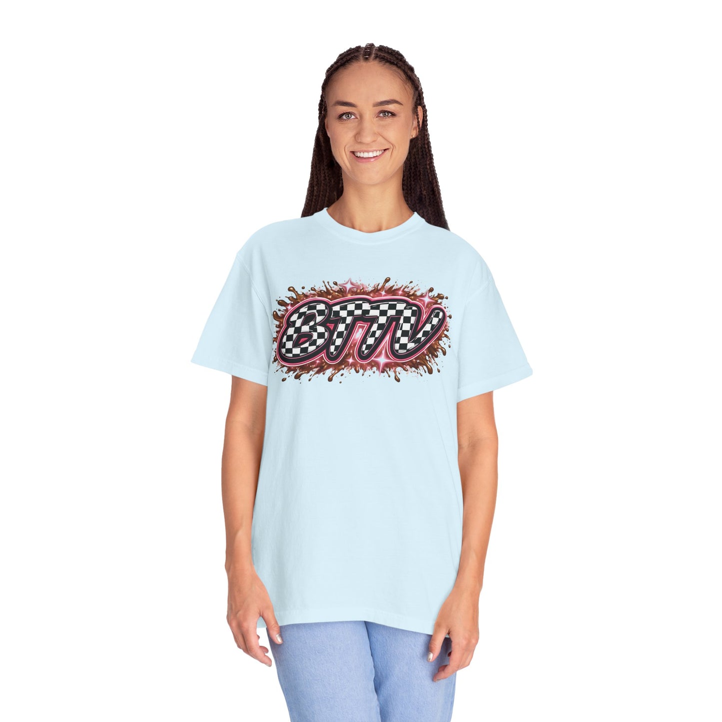 BTTV Checkerboard Logo T-Shirt — Retro Skate/Streetwear Graphic Tee