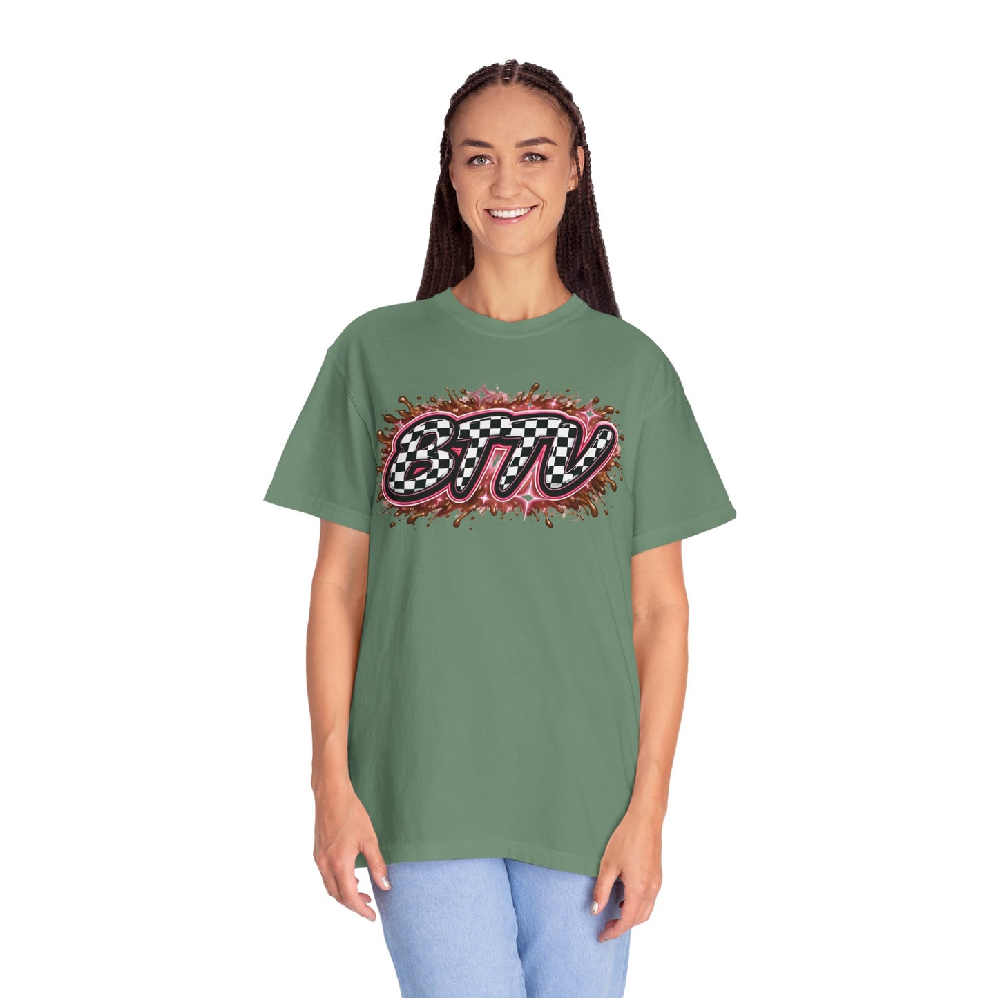 BTTV Checkerboard Logo T-Shirt — Retro Skate/Streetwear Graphic Tee