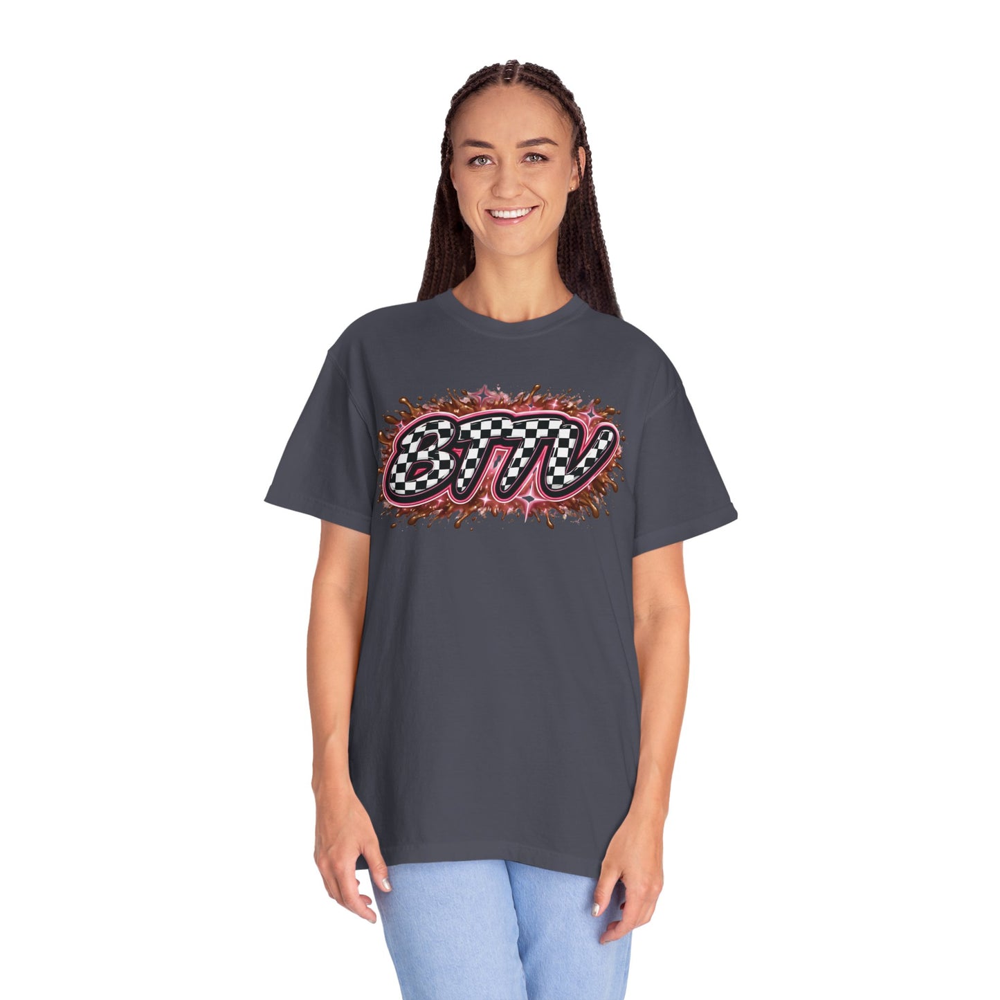BTTV Checkerboard Logo T-Shirt — Retro Skate/Streetwear Graphic Tee