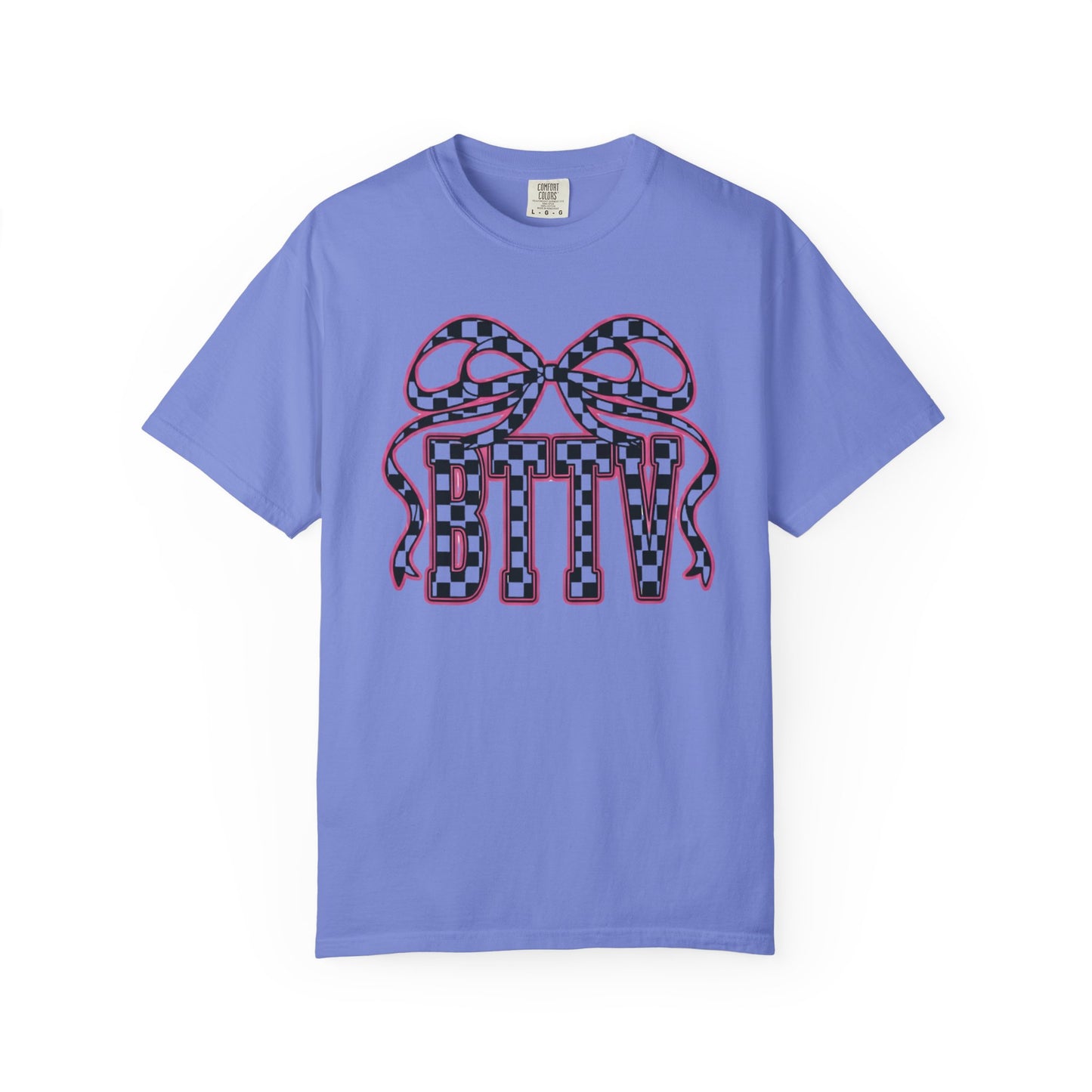 Checker Bow T-Shirt — Playful Checkerboard Ribbon Graphic Tee