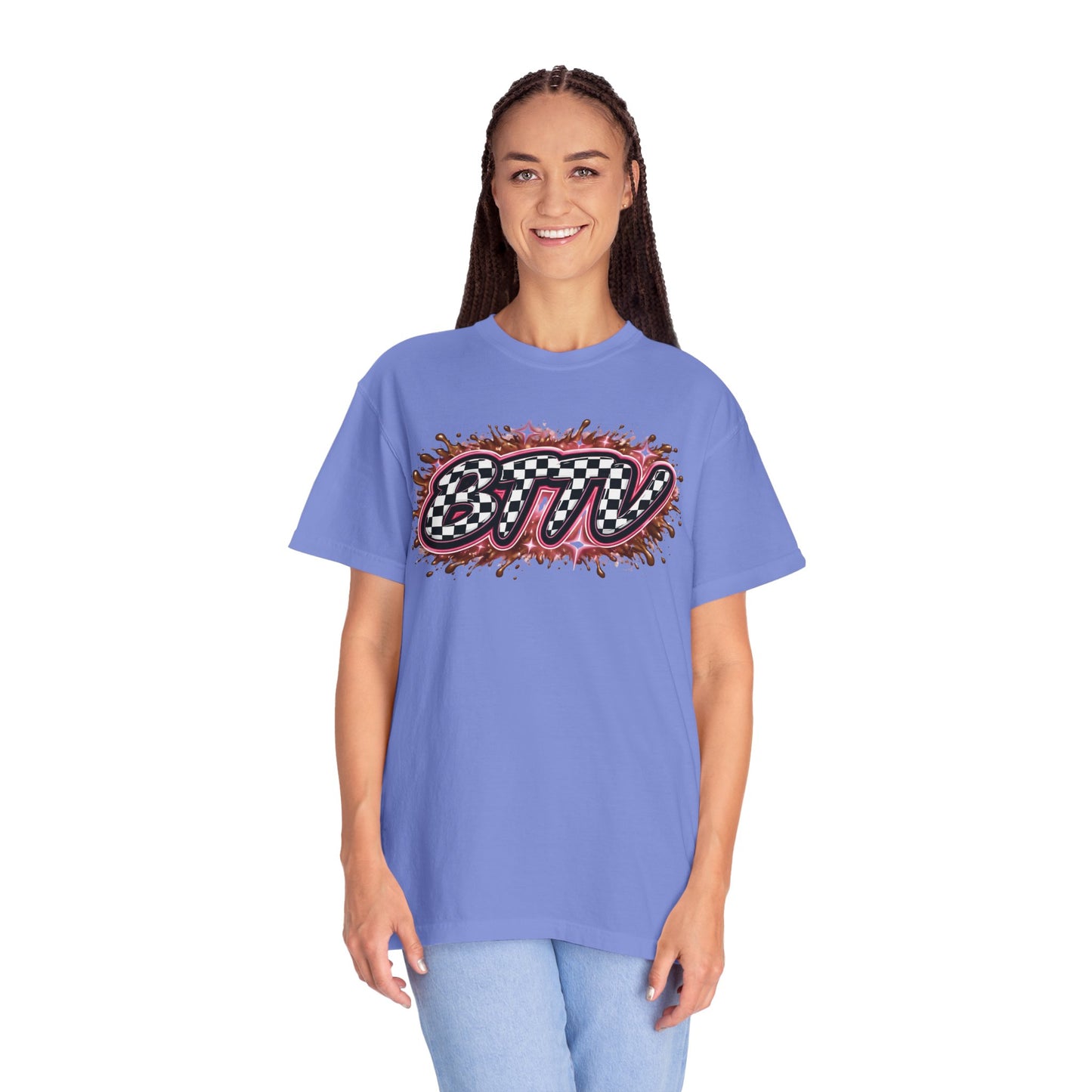 BTTV Checkerboard Logo T-Shirt — Retro Skate/Streetwear Graphic Tee