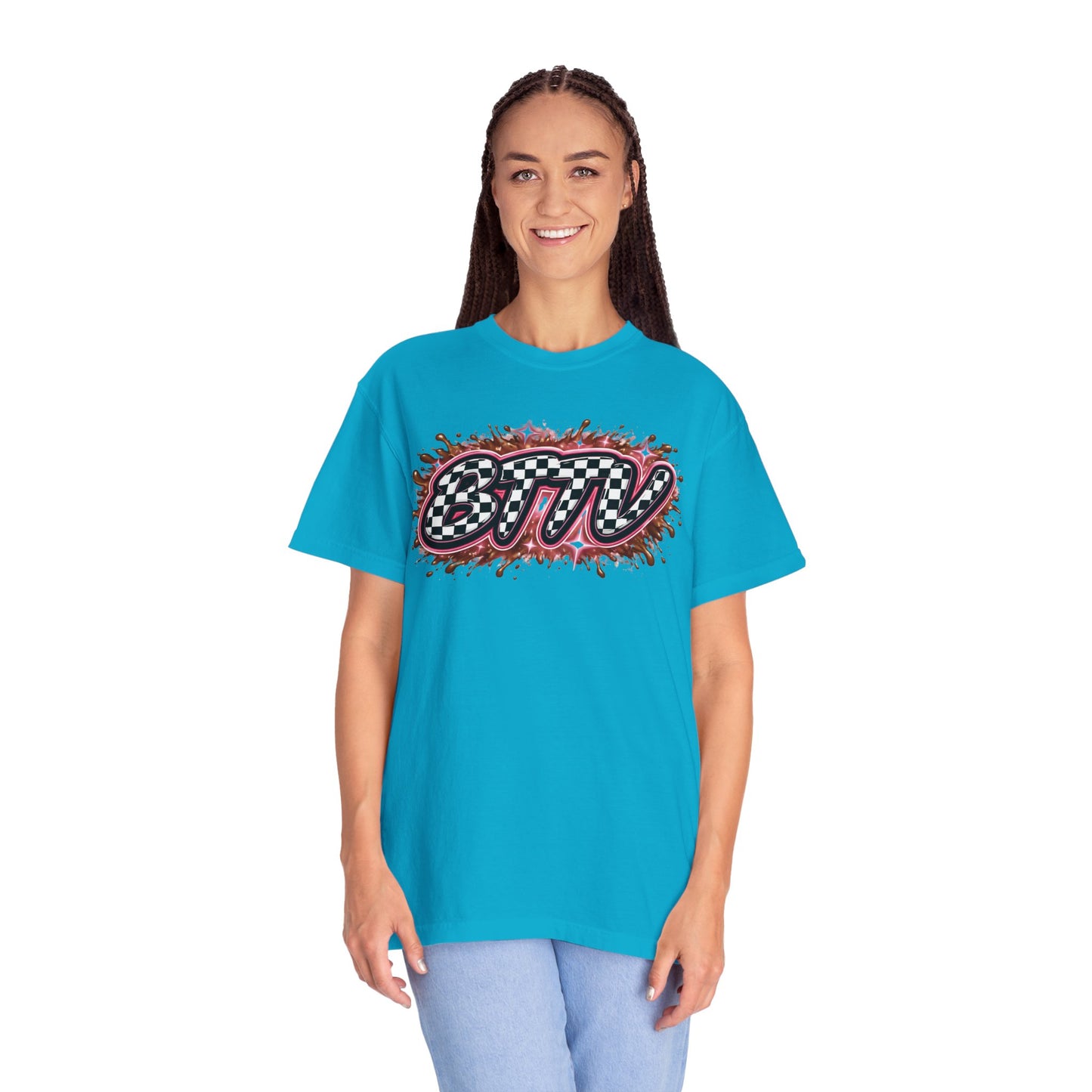 BTTV Checkerboard Logo T-Shirt — Retro Skate/Streetwear Graphic Tee