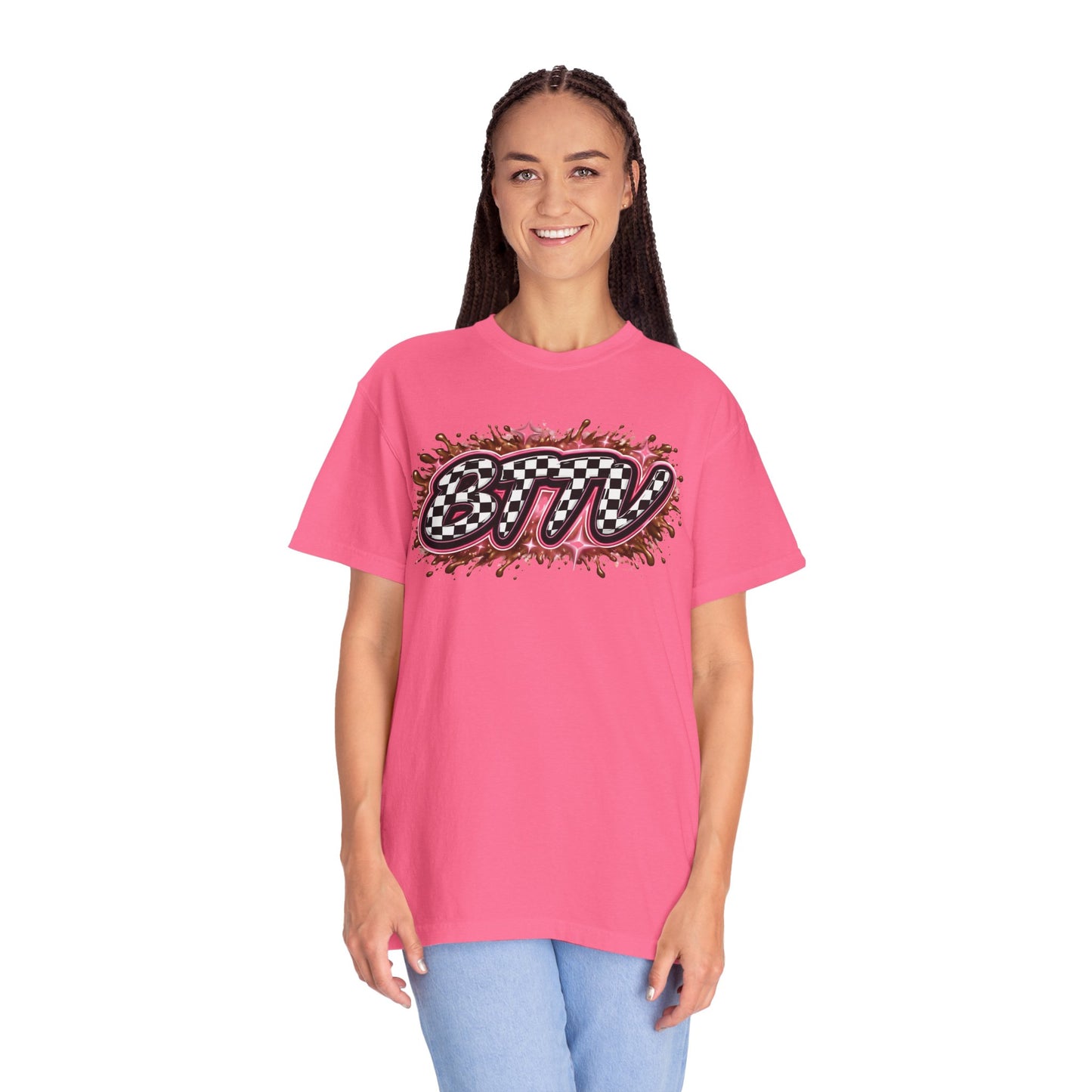 BTTV Checkerboard Logo T-Shirt — Retro Skate/Streetwear Graphic Tee