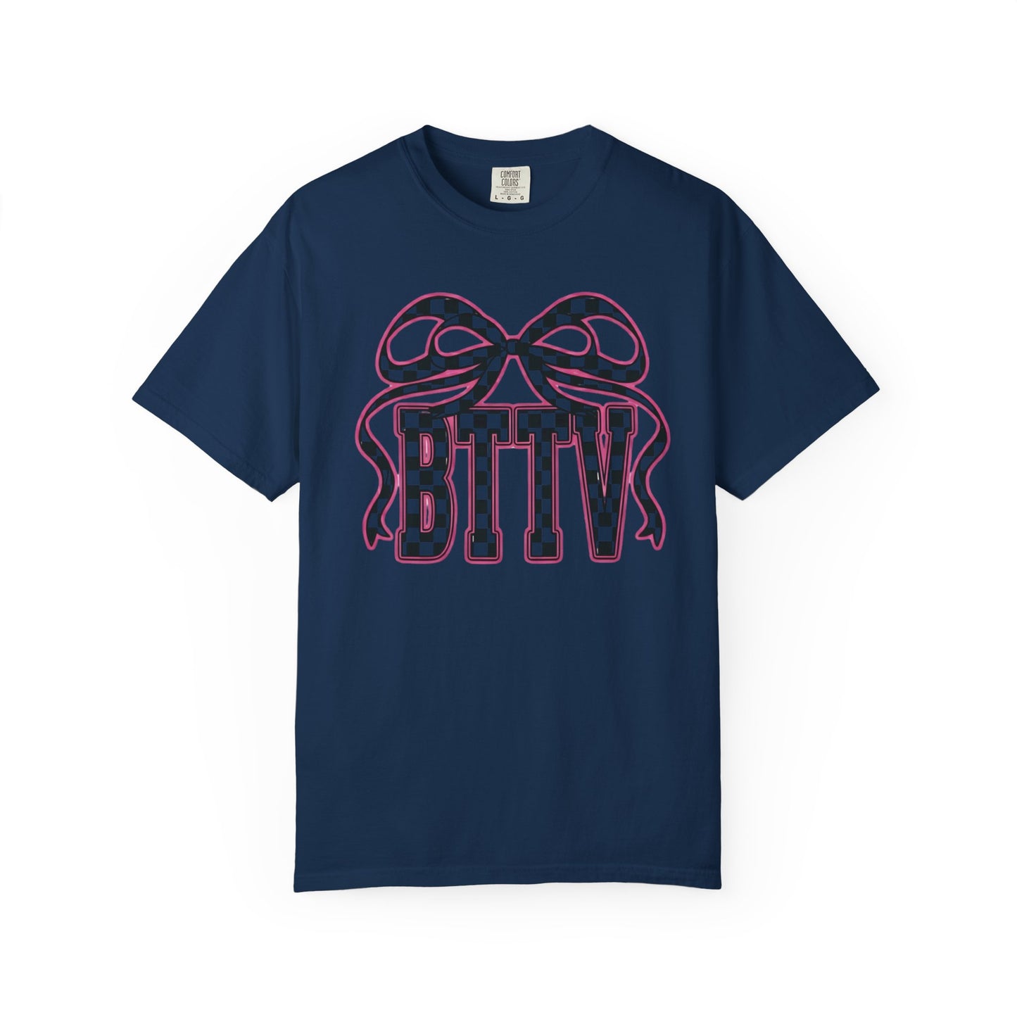 Checker Bow T-Shirt — Playful Checkerboard Ribbon Graphic Tee