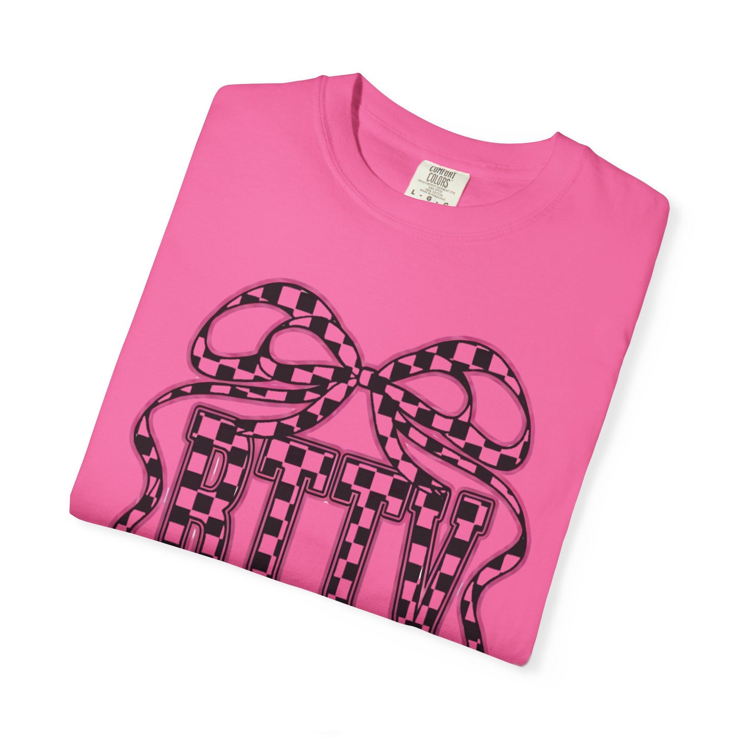 Checker Bow T-Shirt — Playful Checkerboard Ribbon Graphic Tee