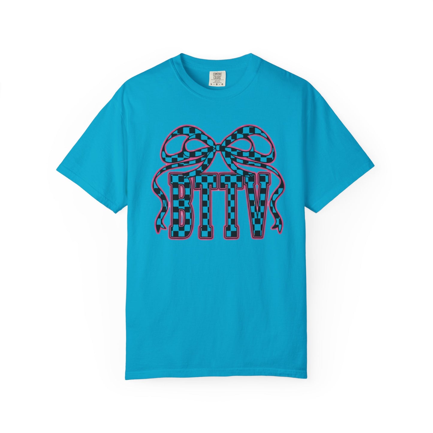 Checker Bow T-Shirt — Playful Checkerboard Ribbon Graphic Tee