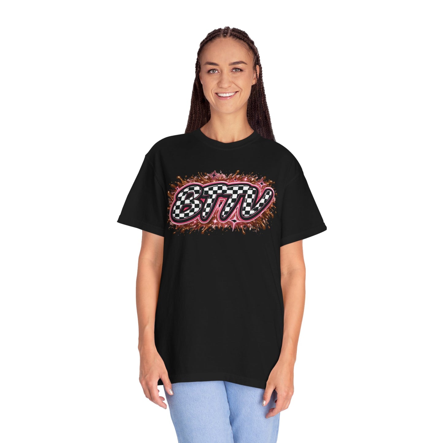 BTTV Checkerboard Logo T-Shirt — Retro Skate/Streetwear Graphic Tee