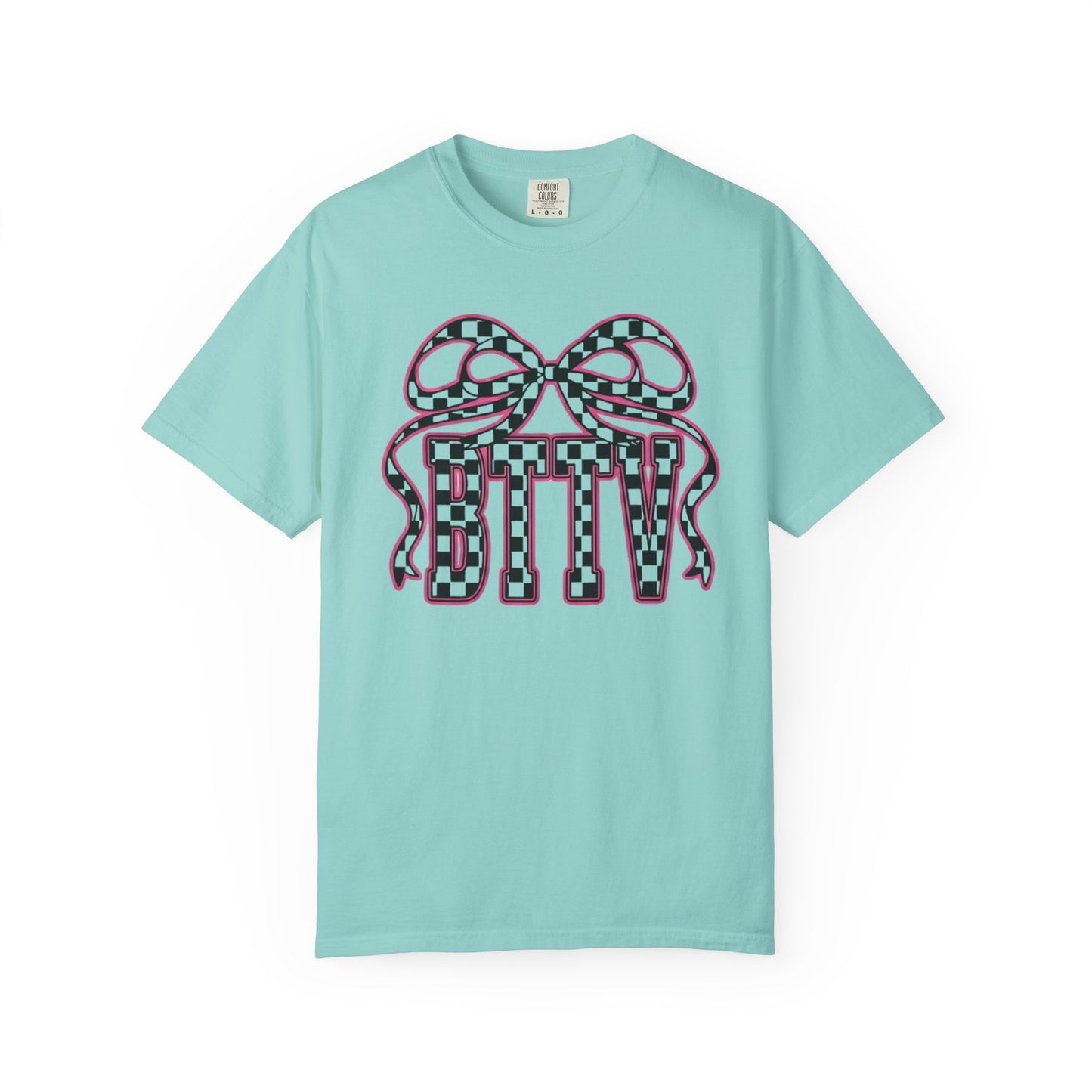 Checker Bow T-Shirt — Playful Checkerboard Ribbon Graphic Tee