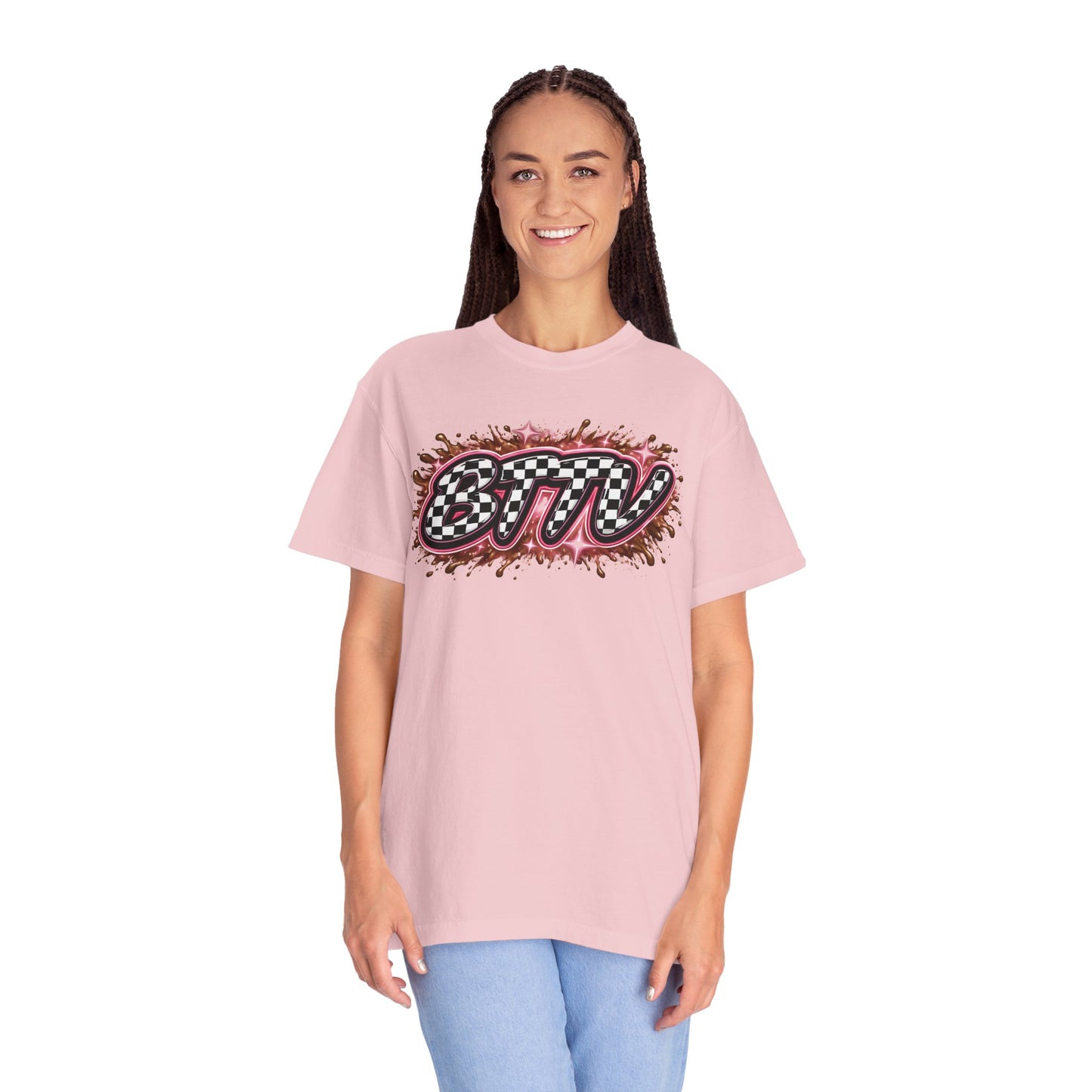 BTTV Checkerboard Logo T-Shirt — Retro Skate/Streetwear Graphic Tee