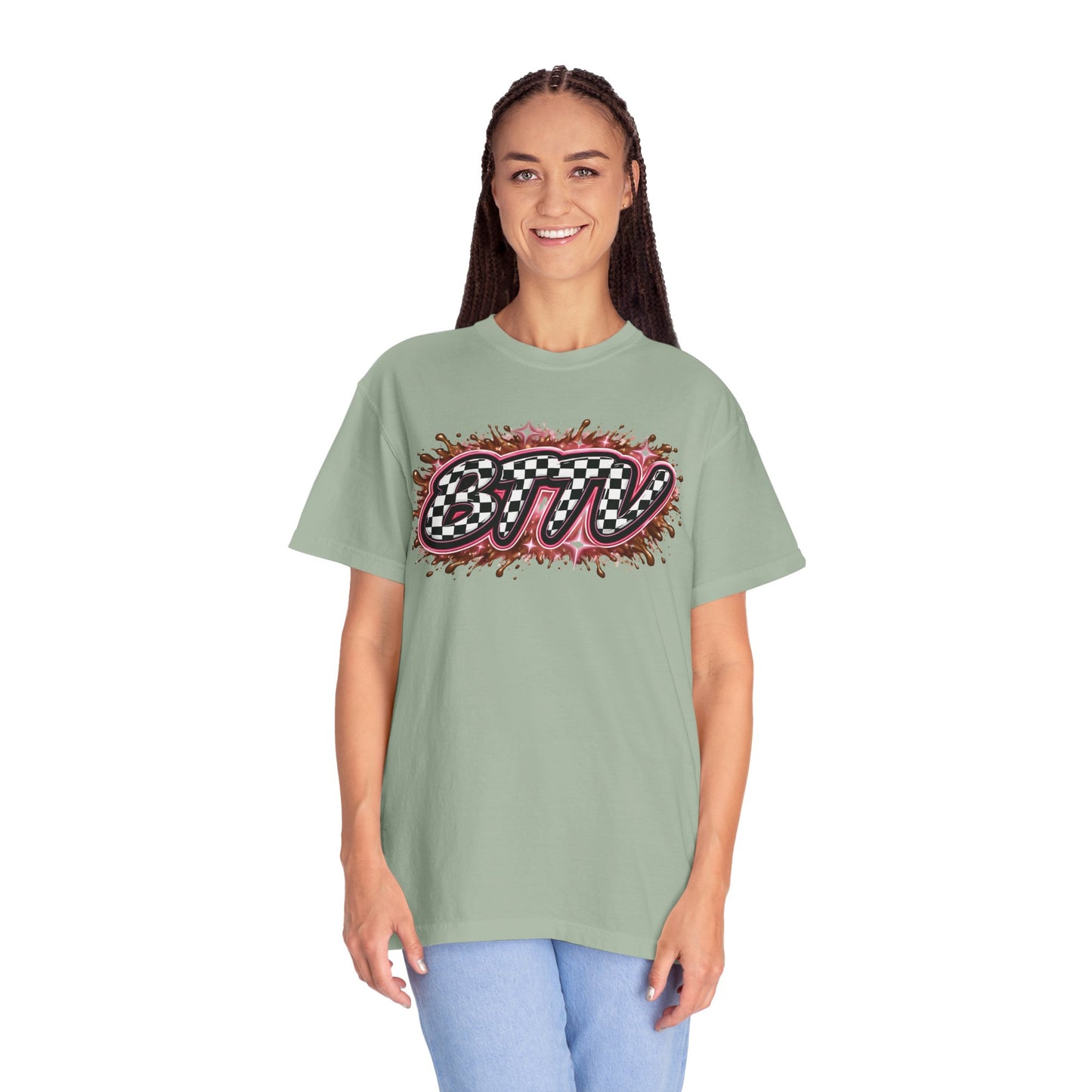 BTTV Checkerboard Logo T-Shirt — Retro Skate/Streetwear Graphic Tee