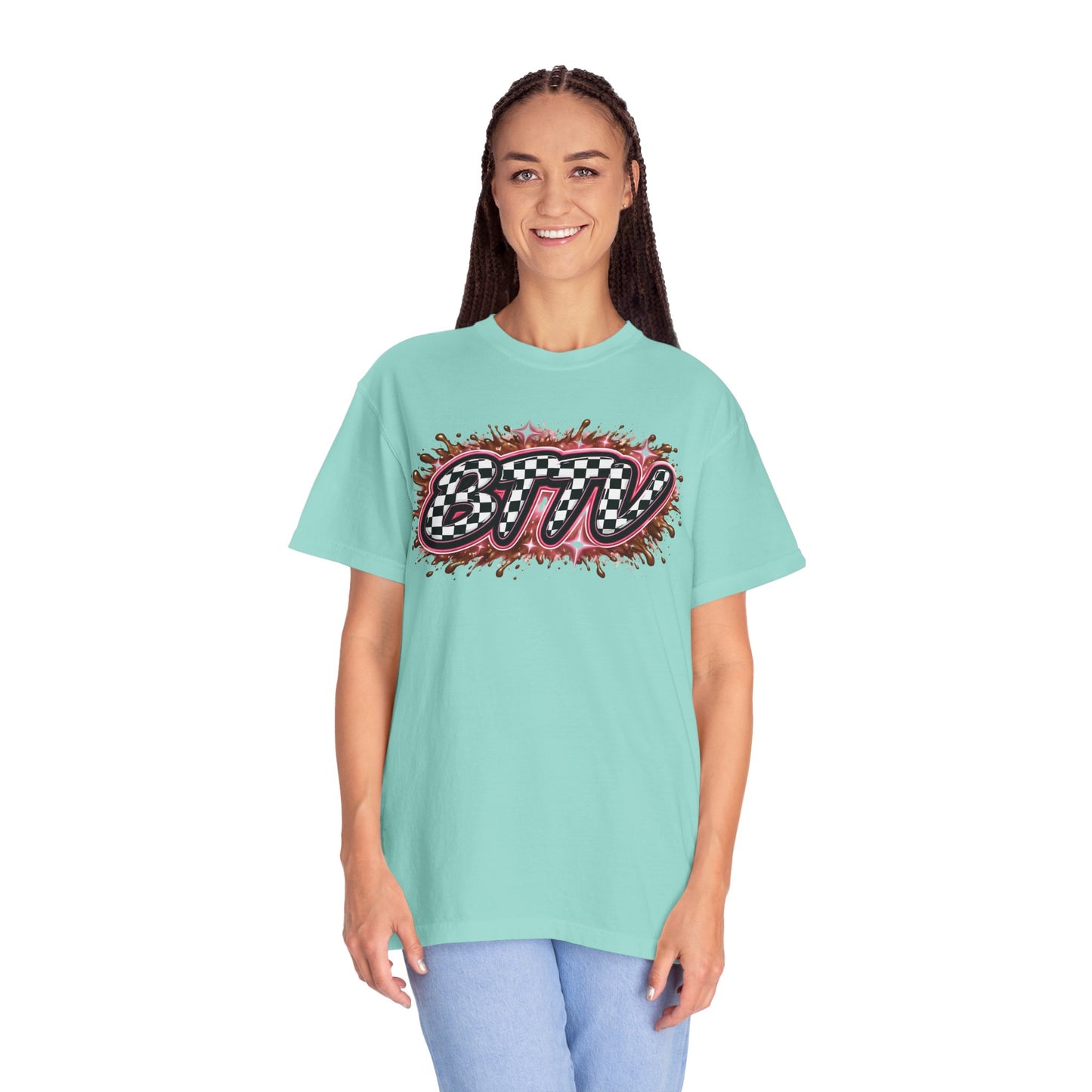 BTTV Checkerboard Logo T-Shirt — Retro Skate/Streetwear Graphic Tee