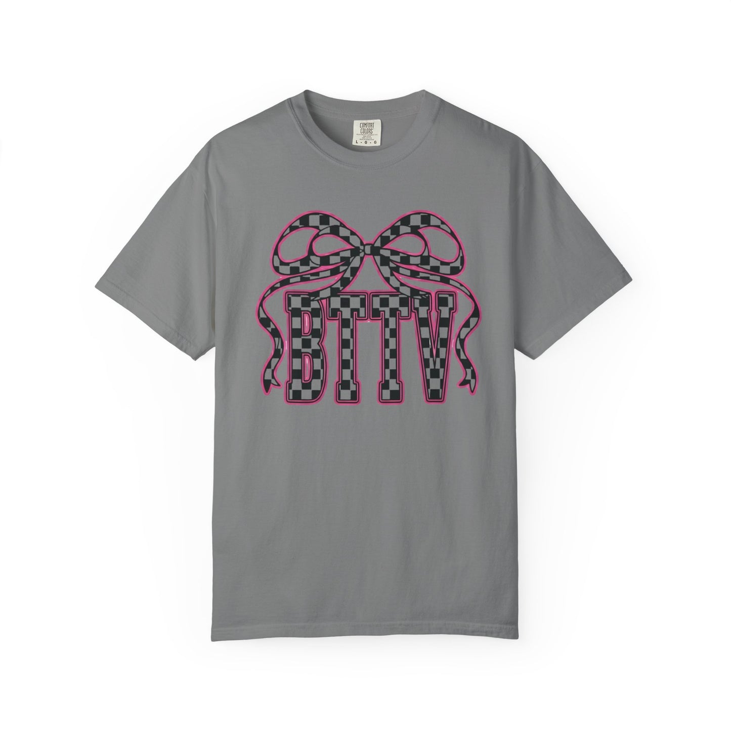 Checker Bow T-Shirt — Playful Checkerboard Ribbon Graphic Tee